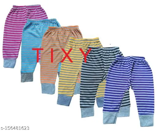 Polycotton Thermal Bottomwear for Kids, Pack of 6 (Multicolor, 0-3 Months)