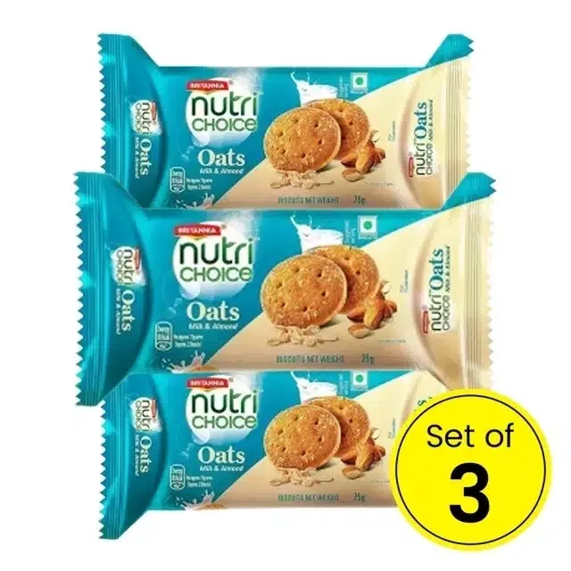 Britannia Nutri Choice Oats Milk Almond 3X66.6 g (Pack Of 3)