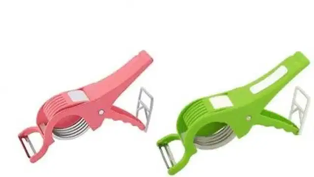 Plastic Vegetable Cutter with Peeler, Multicolor, Pack of 2