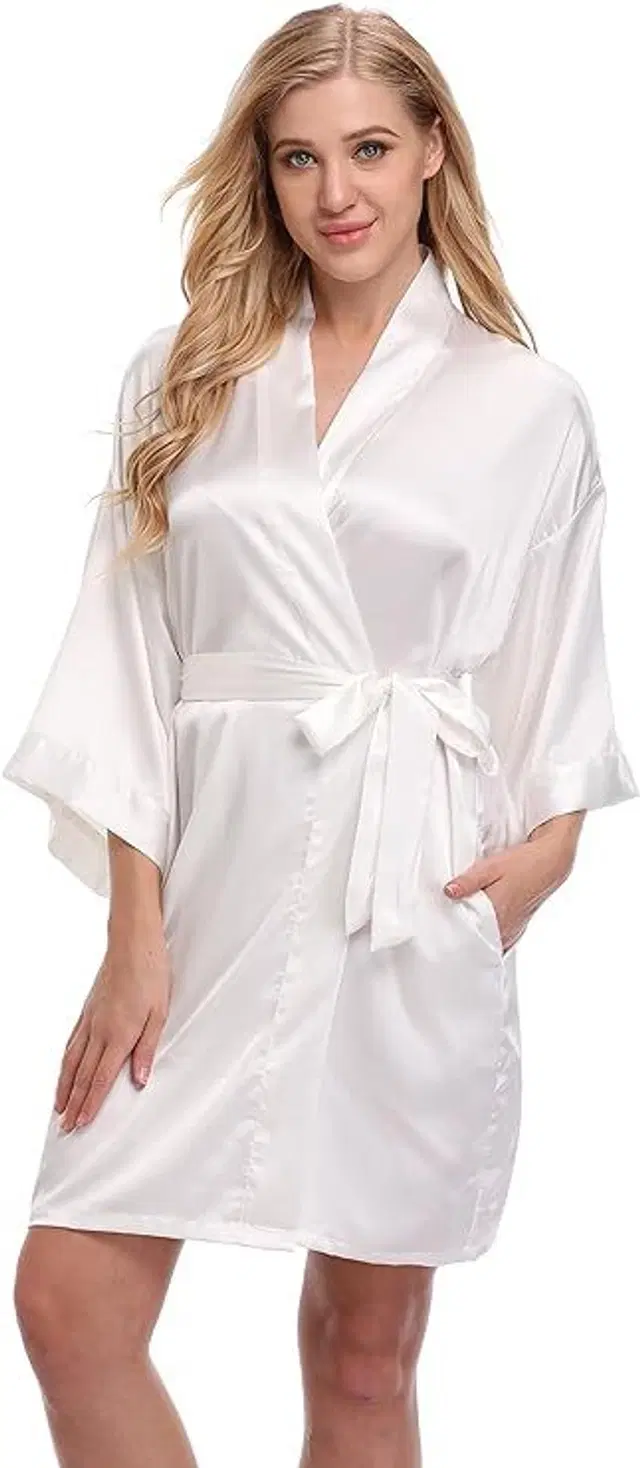 Satin Babydoll for Women (White, Free Size)