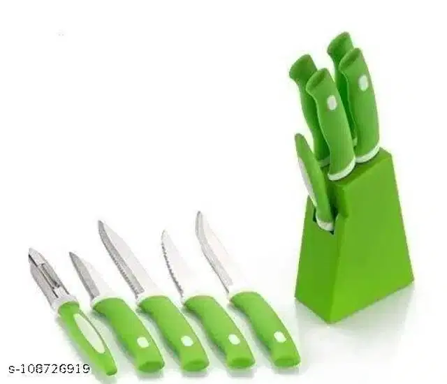 Plastic Knife Set with Stand, Assorted, Set of 1
