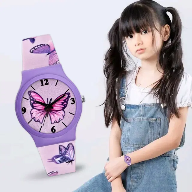 LORETTA Silicone Straps Analog Watch for Kids (Purple)