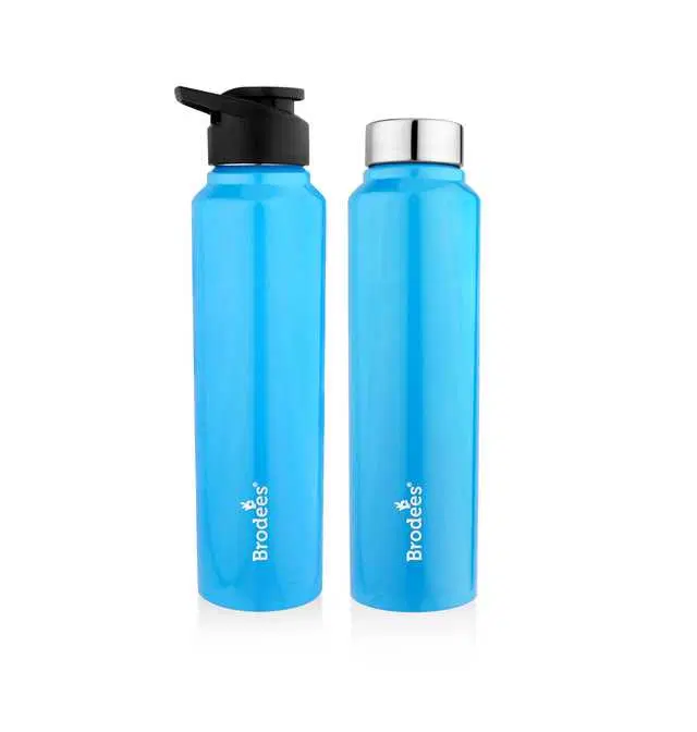 Brodees Neer Stainless Steel Bottle, Set Of 2 Pcs, 1000 ml Of Each, Blue, A-32