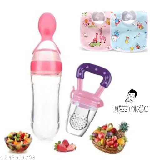 Baby Food Feeder Combo With Free Bibs Waterproof