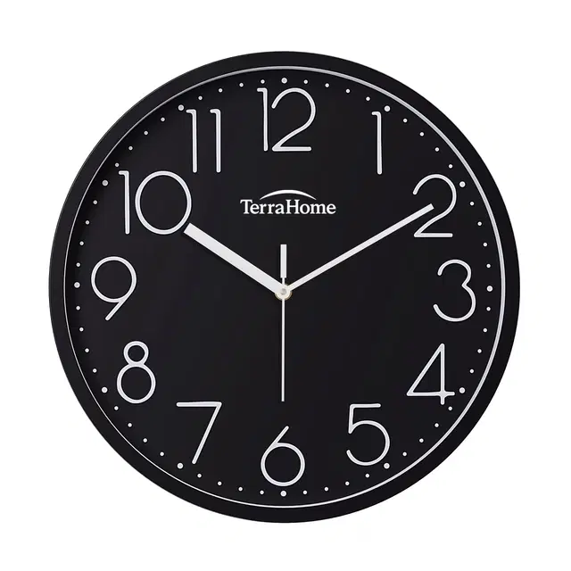 TerraHome Step Embossed Mini Wall Clock 8in Black Dial