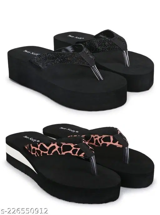 EVA Flip-flops for Women (Black, 5) Pack of 2
