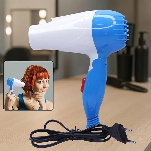 1000 Watts Foldable Hair Dryer, Blue & White