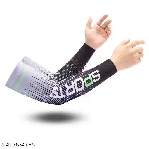 Hosiery Printed Full Arm Sleves ,Black & Grey, Set of 1