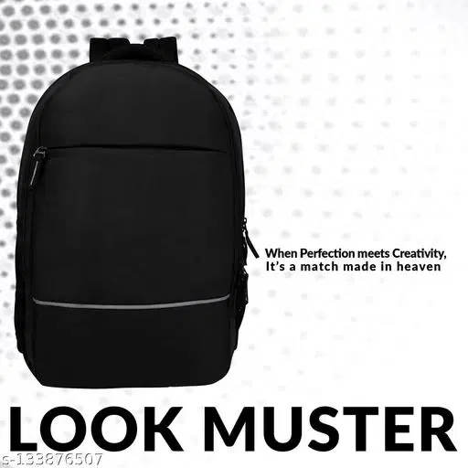 Polyester Backpack for Men & Women, Black & Grey, 35 L