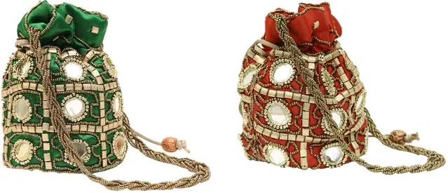 Non Woven Handcrafted Potli, Multicolor, Pack of 2