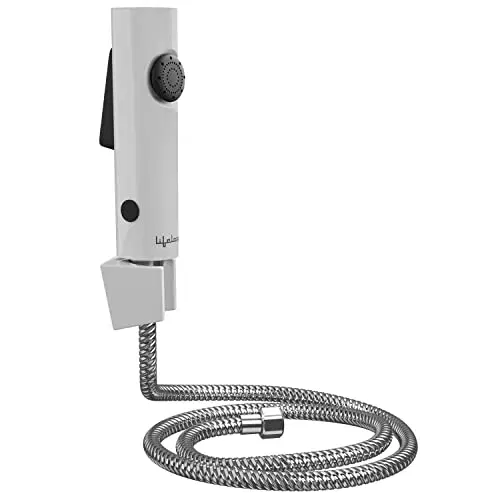 Lifelong ABS Health Faucet, SS-304 Grade 1m Flexible Hose Pipe & Wall Hook, Jet Spray for Toilet, White & Chrome (llbahf12)
