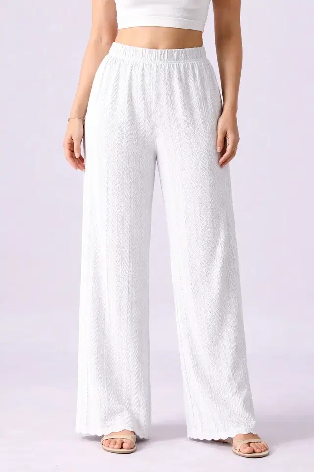 Stylish Palazzo for Women, White (L)