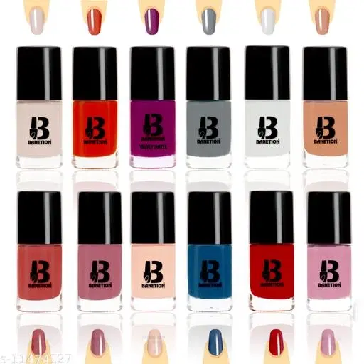 Banetion Matte Nail Polish, Multicolor, Pack of 12