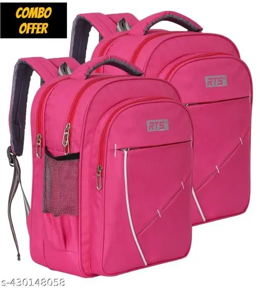 Polyester Backpack for Kids, Pink, Pack of 2