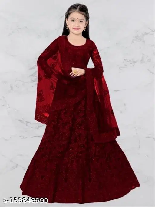 Lehenga Choli for Girls (Maroon, 7-8 Years)