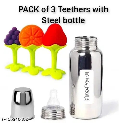 Baby Steel Feeding Bottle With Silicome Teethers For Baby
