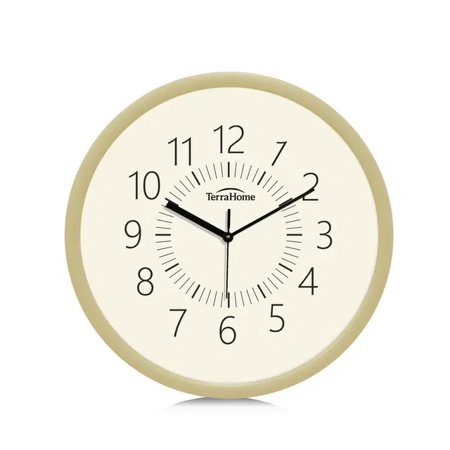 TerraHome Sweep Silent Paper Dial Wall Clock 11in Pastel Beige