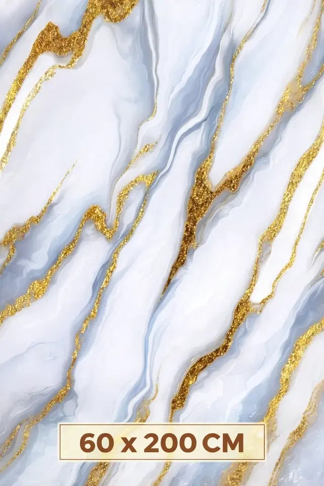 White Gold Luxury High Glossy  WaterProof , Stain Resistance Wallpaper (60*200 cm)