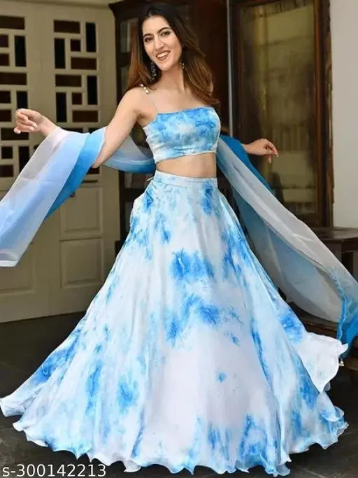 Lehenga Choli for Women (White, Semi Stitched)