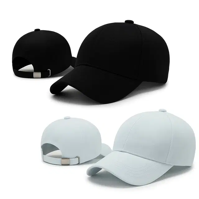 Solid Baseball Cap for Men & Women, Grey & Black, Pack of 2