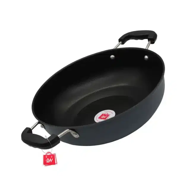 Iron Premium Quality Hard Anodised Non Stick Kadai, Black, 3 L