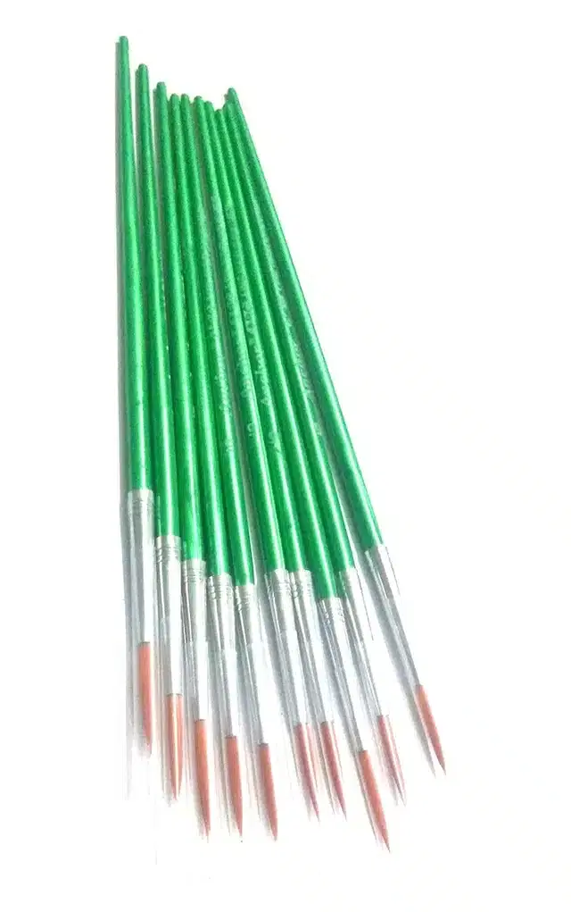 Art Script Liner Paint Brush, Green, Pack of 10