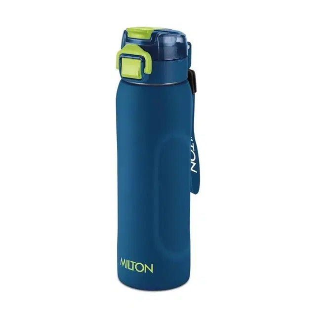Milton Twiniq 600 Thermosteel Water Bottle 595 ml With One Touch Safety Lock, Long Hours Hot & Cold, Leak Proof Lid, Isi Certified I Vacuum Insulated I For Office, Gym, School I Aura Blue