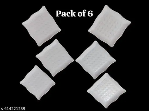 Plastic Plates for Kitchen, White, Pack of 6