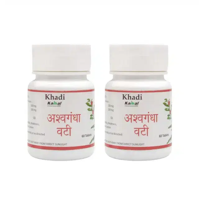 Khadi Kamal Herbal Ashwagandha Tablet for Men & Women, 2xPack of 60 Tablets