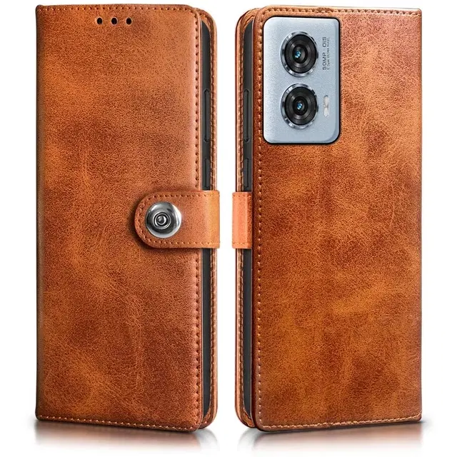 Artificial Leather Mobile Flip Cover for Motorola Edge 50 Fusion, Brown
