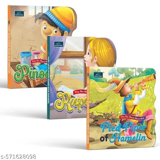 Fairy Tale Shaped Board Book | Pinocchio, Rapunzel, and The Pied Piper of Hamelin | for kids | moral story books | (Set of 3)