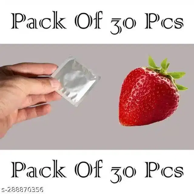 Xebok Strawberry Flavoured Full Dotted Condoms, Pack of 30