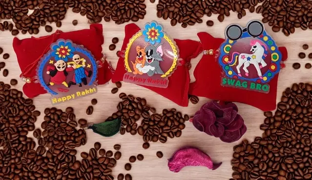 Synthetic Rakhi for Raksha Bandhan (Multicolor, Pack of 3)