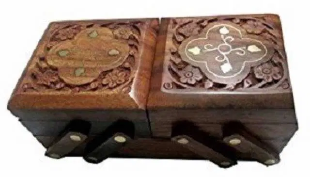 Wooden Jewellery Box Vanity Box For Women, Brown, D-170