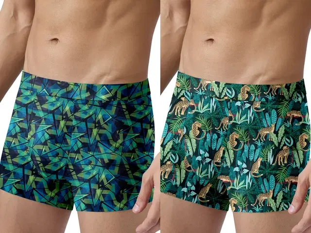 Nylon Printed Trunks for Men, Pack of 2 (Multicolor, S)