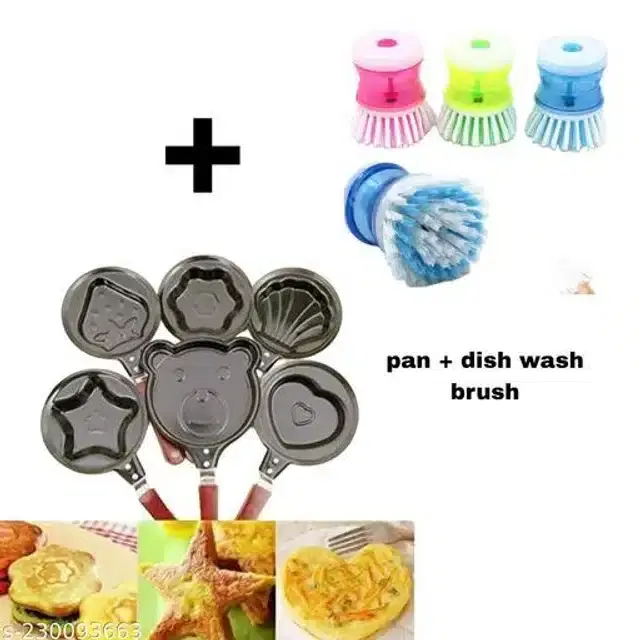 Frying Pan Cleaning Brush With Liquid Soap Dispenser, Grey, Pack Of 10