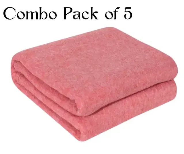 Combo Pack of 5 Arch Melange Fleece Blanket 380gms 120x220cm Pink