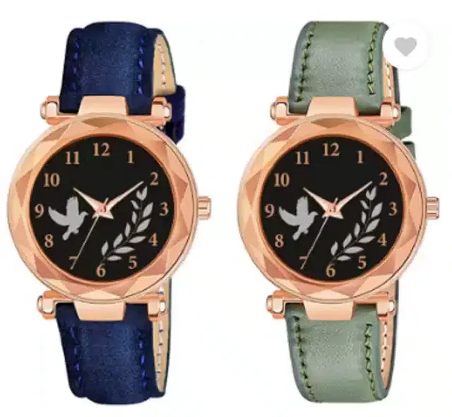 Analog Watch for Women, Pack of 2 (Multicolor)