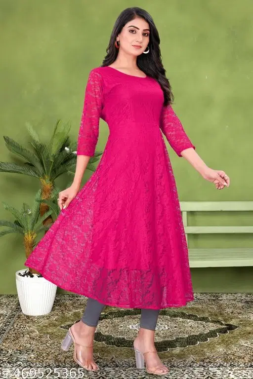 Net Kurti for Women,  Pink  (S)