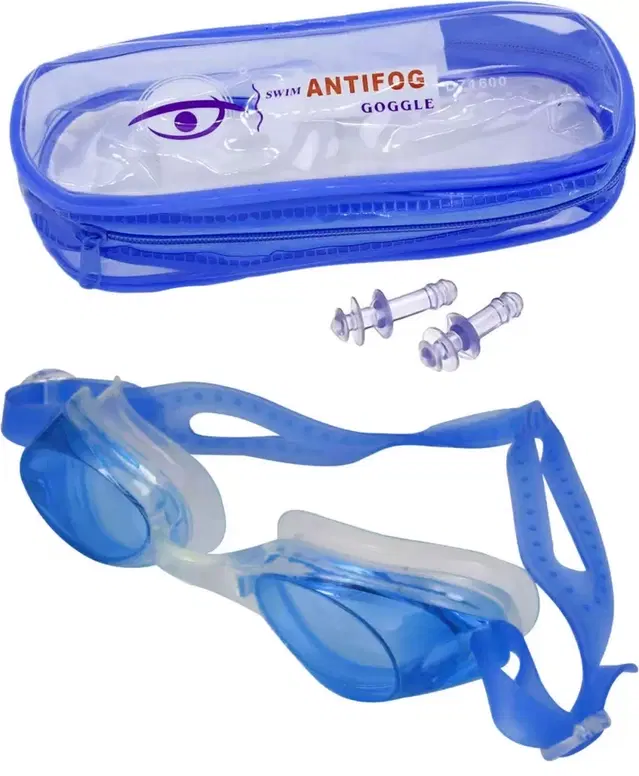 Anti Fog Swimming Goggles with Era Protector Era Plugs, Blue, Set of 1