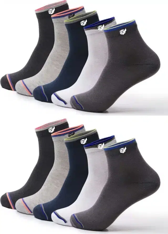 Polyblend Socks for Men, Multicolour, Pack of 5 (Free Size, Free Size)