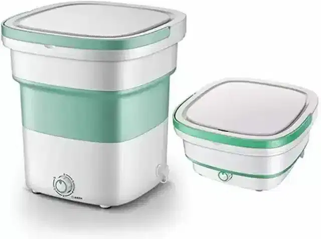 K Kudos Mini Foldable High-Frequency Vibration Washing Machine, White & Green