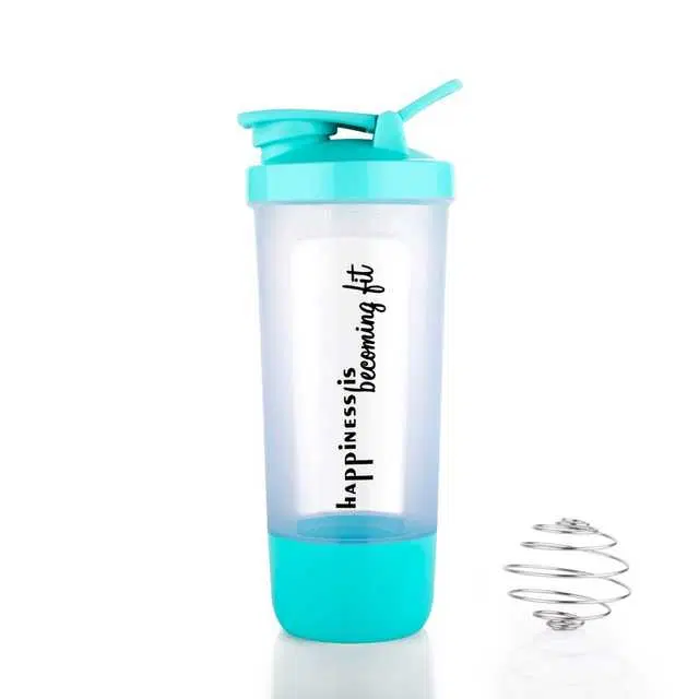 Leak Proof BPA Free Plastic Protein Shaker Bottle For Gym & Cycling, Blue, 600 ml, MSE-4
