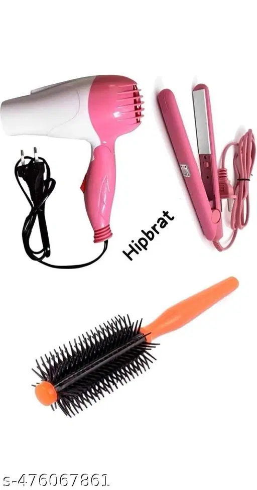 Combo of Hair Brush, Hair Straightener & Hair Dryer, Multicolor, Set of 3