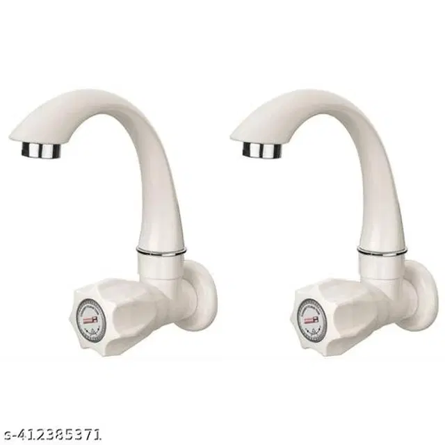 Plastic Swan Neck Tap, White, Pack of 2