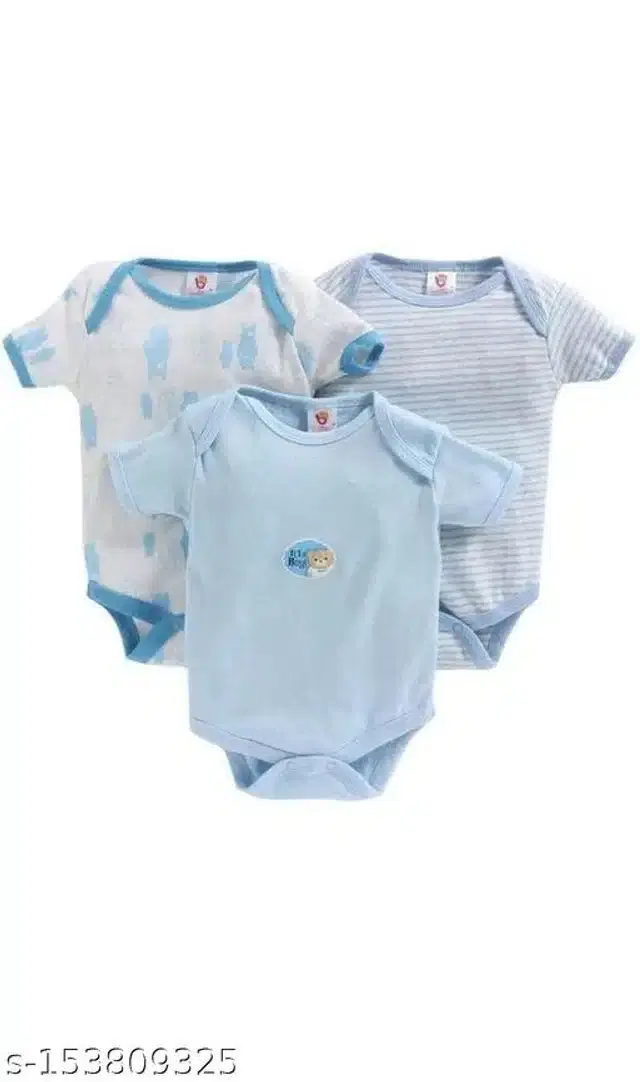 Cotton Rompers for Kids (Sky Blue, 0-3 Months)