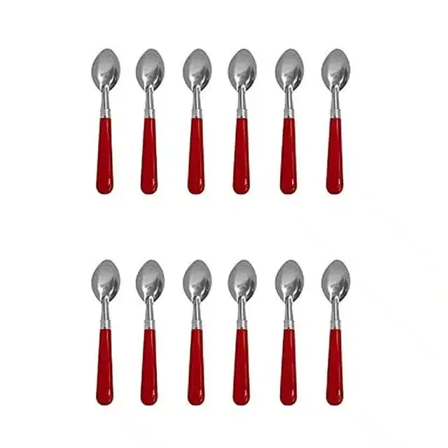 Stainless Steel Table Spoon, Pack of 12, Red