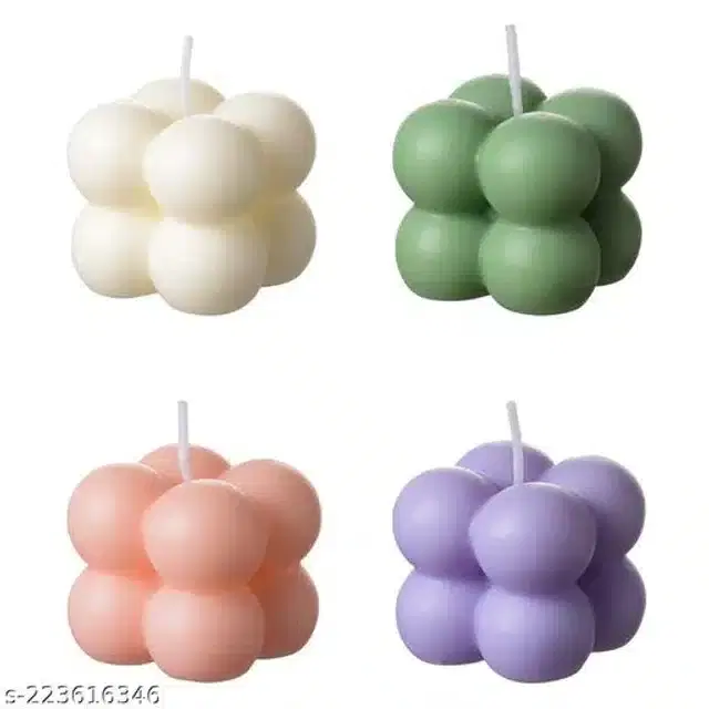 Mini Bubble Shaped Candles, Multicolor, Pack of 4