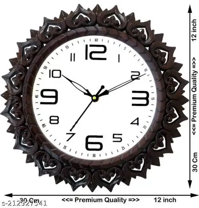 Plastic Analog Wall Clock, Brown & White
