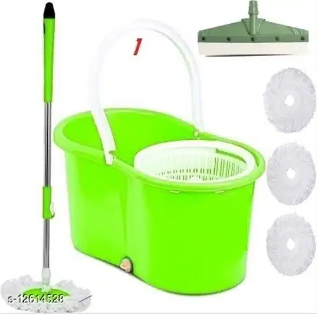 Spin Bucket Mop with 3 Refill And Wiper, Assorted, Set of 2